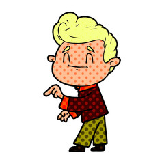 happy cartoon man making point