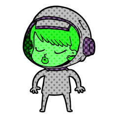 cartoon pretty astronaut girl