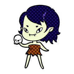 cartoon friendly vampire girl with skull
