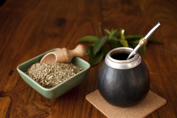 yerba mate in matero on a table