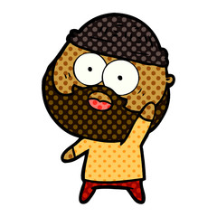 cartoon bearded man holding up hand