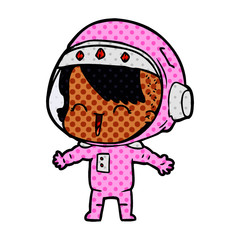 cartoon laughing astronaut girl 