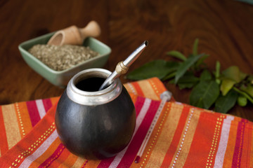 yerba mate in matero on a table
