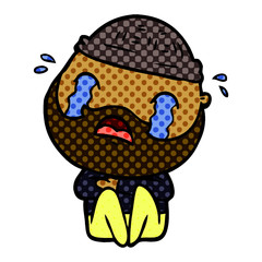 cartoon bearded man crying