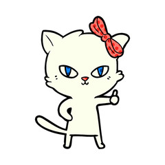 cute cartoon cat giving thumbs up symbol
