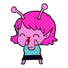 cartoon alien girl laughing