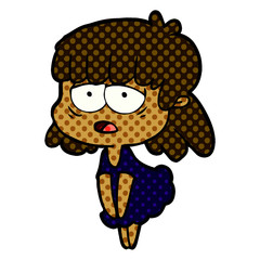 cartoon tired woman