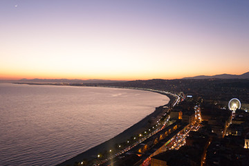 Nice beach night view, France