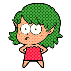 cartoon elf girl staring