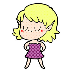 happy cartoon elf girl wearing dress