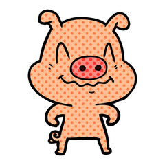 nervous cartoon pig