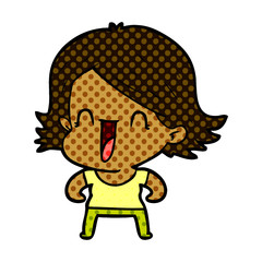 cartoon happy woman