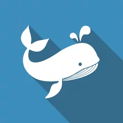 Foto op Canvas Vector flat icon of a whale. © Katsiaryna
