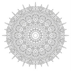 Black and white mandala vector isolated on white. Vector hand drawn circular decorative element.