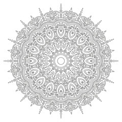 Black and white mandala vector isolated on white. Vector hand drawn circular decorative element.