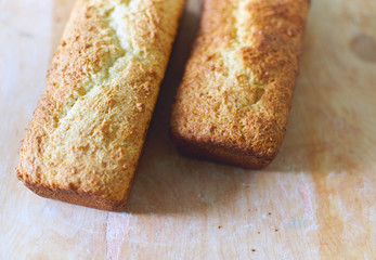 Cakes home-baking on wooden board