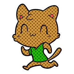 cartoon happy cat running
