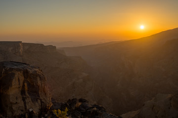 Fototapeta na wymiar Oman Mountains at Jabal Akhdar in Al Hajar Mountains