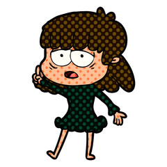 cartoon tired woman