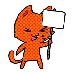 cartoon cat protesting