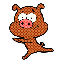 happy cartoon pig