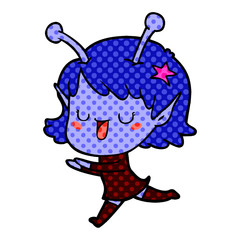 happy alien girl cartoon