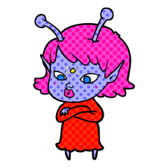 pretty cartoon alien girl