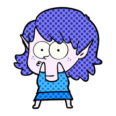 cartoon elf girl staring