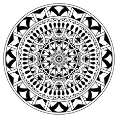 Black and white mandala vector isolated on white. Vector hand drawn circular decorative element.