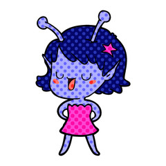 happy alien girl cartoon