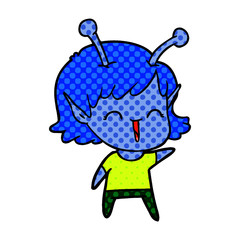 cartoon alien girl laughing