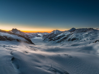 Aletschgletscher im Morgenlicht, Silvester 2017