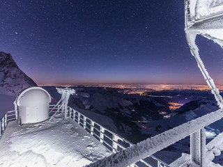 Sphinx Observatorium Jungfraujoch im Morgenlicht, Silvester 2017