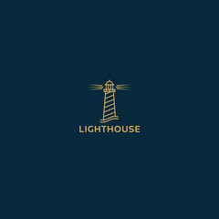 Vector lighthouse geometric illustration for logo, label design. Nautical, seafood restaurant, hotel, surveillance themes.