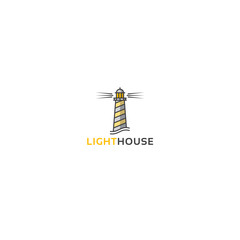 Vector lighthouse geometric illustration for logo, label design. Nautical, seafood restaurant, hotel, surveillance themes.