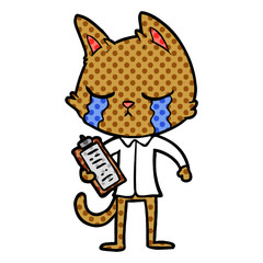 crying cartoon business cat
