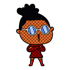 cartoon woman wearing spectacles