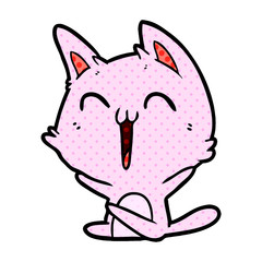 happy cartoon cat meowing