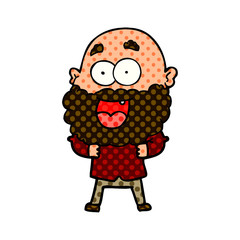 cartoon crazy happy man with beard