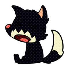angry cartoon fox sitting