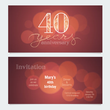 40 years anniversary invitation to celebration vector illustration