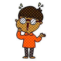 cartoon boy realizing something amazing