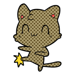cartoon happy cat karate kicking