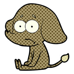 cartoon unsure elephant sat on floor
