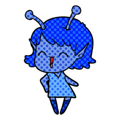 cartoon alien girl laughing