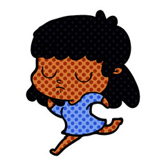 cartoon indifferent woman running
