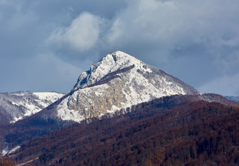 Mountain peak in the winter