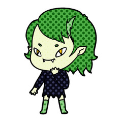 cartoon friendly vampire girl considering