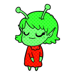 smiling alien girl cartoon