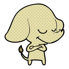 cartoon smiling elephant with crossed arms